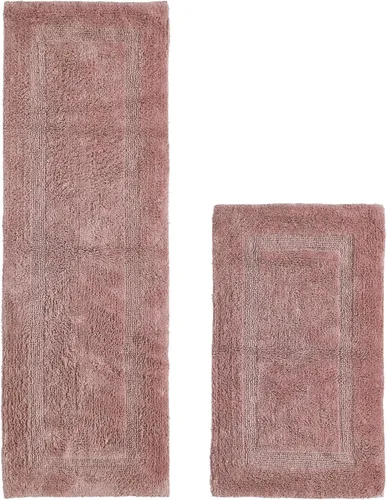 Vista 254 de Better Trends - Juego de 2 alfombras de baño 100% algodón, extra suaves, con borlas, de 17" x 24", alfombra de baño superabsorbente y reversible