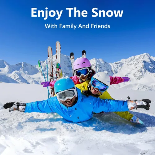 Vista 4 de Guantes de esquí, guantes de nieve impermeables y transpirables más cálidos para clima frío, se adaptan tanto a hombres como a mujeres, para padres