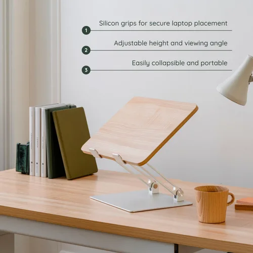 Vista 4 de Branch Soporte ajustable para portátil, elevador portátil de madera para Woodgrain