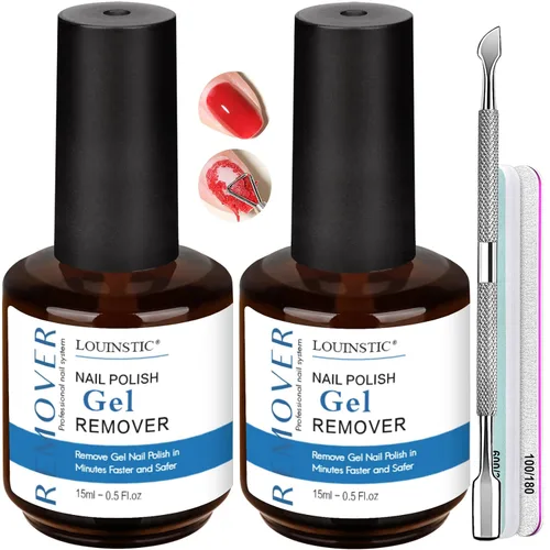 Vista 11 de LOUINSTIC Removedor de esmalte de gel – 0.5 onzas líquidas rápido, sin acetona, elimina fácilmente el esmalte de uñas de gel en 2-5 minutos, baja