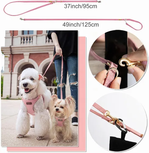 Vista 4 de Arnés para cachorros Puppytie XXS sin tirones con correa multifuncional para perro, suave ajustable, sin estrangulamiento, a prueba de escapes