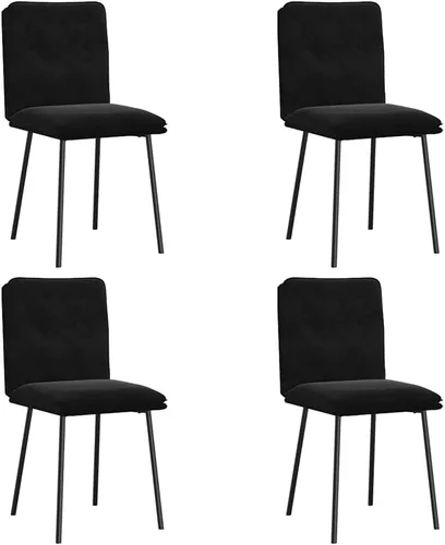 Vista 3 de Modern Velvet Dining Chairs Set of 4 Black Rectangular for Dining Room Kitchen Living Room Comfortable Sturdy Indoor Furniture