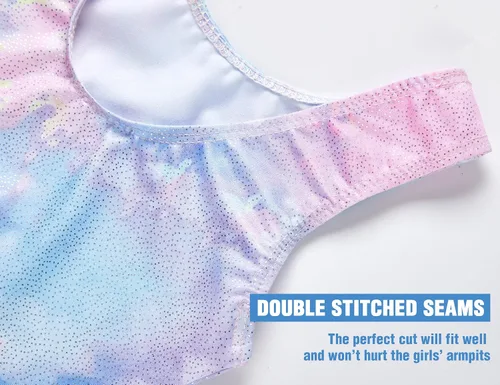 Vista 4 de TENVDA Gymnastics Leotards for Girls 2-12 Years Old Sparkly Multicolor Kids Tumbling Biketards Unitard