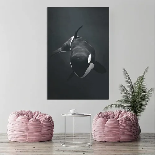 Vista 5 de XDTIOPIMY Póster con temática del océano, divertido póster decorativo de pared, lienzo con imágenes de animales y ballenas asesinas para sala