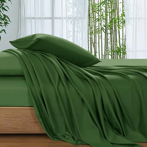 Vista 14 de SONORO KATE Sábanas 100% viscosa derivada de bambú tamaño matrimonial, sábanas ultra transpirables y refrescantes para personas que duermen con Beige