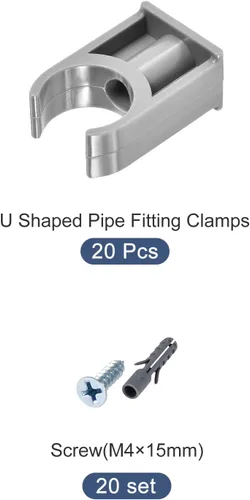 Vista 6 de METALLIXITY Clips de tubería de agua de PVC (0.79 pulgadas), 20 unidades, abrazaderas de plástico en forma de U con tornillos, para manguera