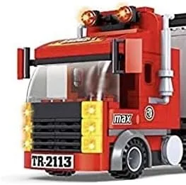 Vista 3 de General Jim's Big Red Semi-Truck Building Blocks Truck Vehicle Compatible con Lego y todas las principales marcas de construcción de ladrillos