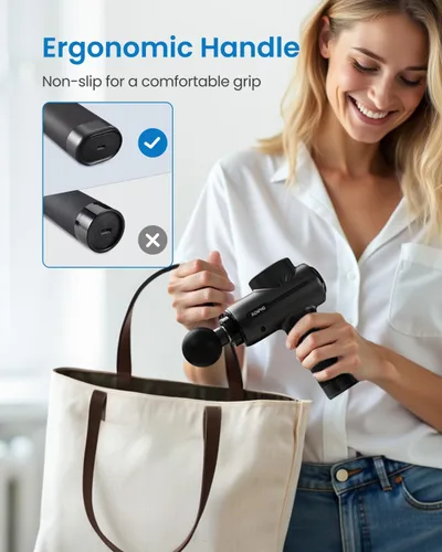 Vista 7 de RENPHO Active+ Pistola de masaje, cursos guiados controlados por aplicaciones, Bluetooth Negro mate
