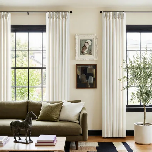 Vista 31 de Cortinas de lino extra anchas de 70 pulgadas de largo y 96 pulgadas Abedul Burlywood
