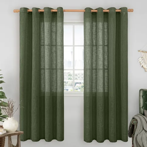 Vista 167 de LAMIT Cortinas de lino marrón caramelo para sala de estar, 84 pulgadas, de lino sintético, texturizado, filtrante de luz, paneles de privacidad