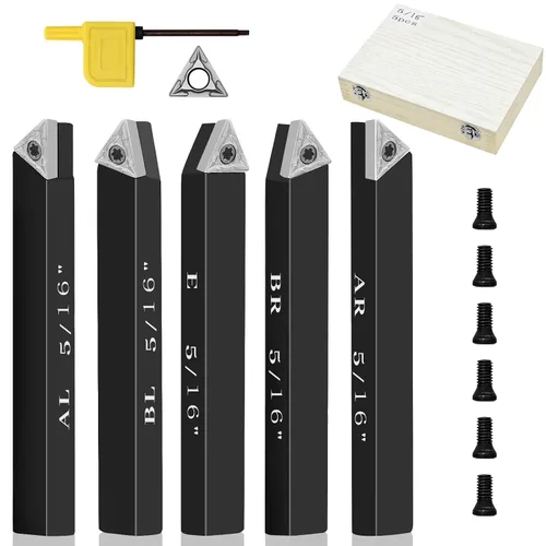 Vista 10 de Juego de soporte de insertos de torneado de carburo indexable de 1/2 "para tornos de mecanizado, juego de 5 piezas de herramientas de torno de metal