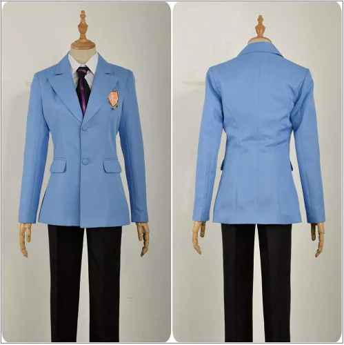 Vista 2 de Cos-Love Ouran High School Fujioka Haruhi Cosplay Disfraces, Uniforme para adultos Blazer Camisa Pantalones Tie Suit Halloween Dress Up