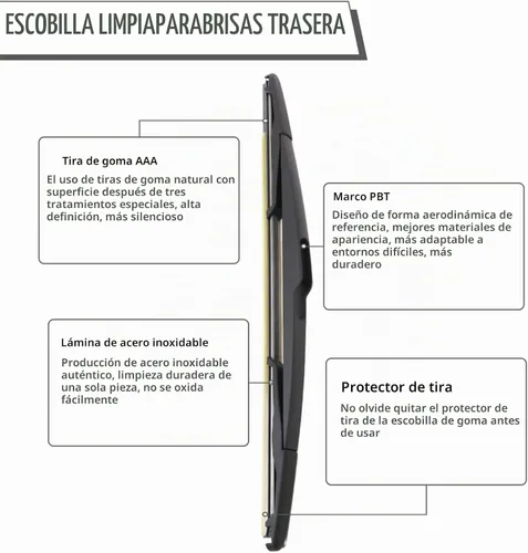 Vista 5 de Brazo y cuchilla del limpiaparabrisas trasero para Ford Edge, Lincoln