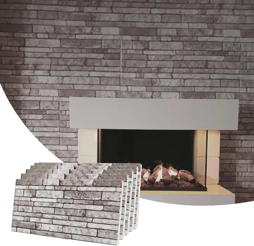 Vista 44 de Dundee Deco Paneles de pared 3D de ladrillo sintético, revestimiento, paneles de pared con aspecto de piedra gris, revestimiento de espuma