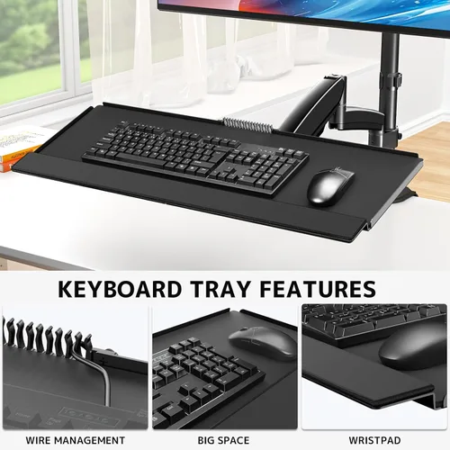Vista 4 de PUTORSEN Soporte de escritorio para monitor de pie sentado para pantallas de 17 a 32 pulgadas, brazo articulado de movimiento completo ajustable