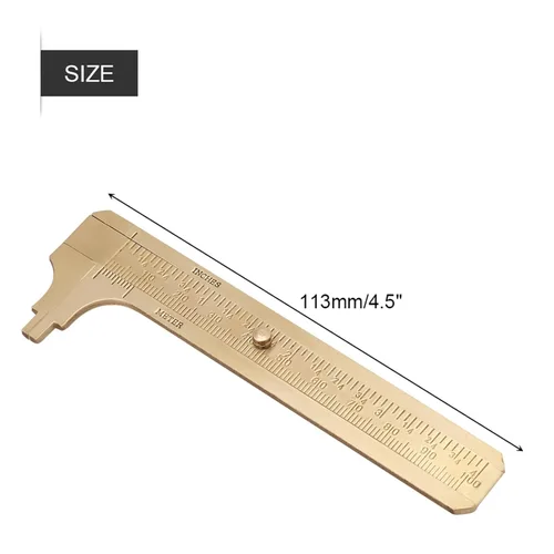 Vista 6 de Regla de calibrador deslizante Vernier, calibre deslizante de latón macizo, herramienta de medición de regla de calibre deslizante de mm/pulgada