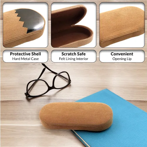 Vista 3 de MyEyeglassCase Estuche rígido para gafas, tamaño mediano, con borde de fácil apertura y paño de limpieza