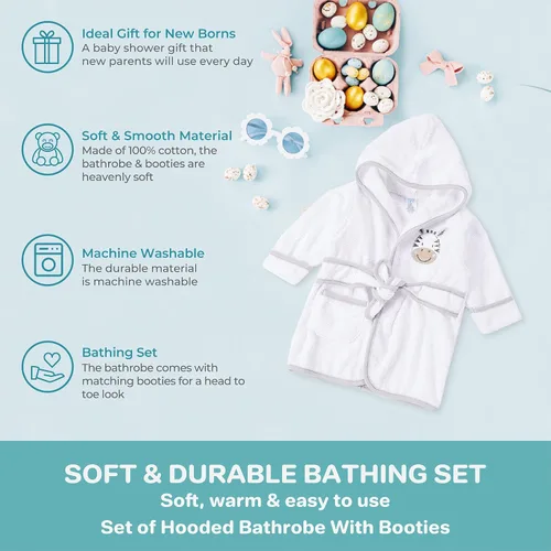Vista 4 de Spasilk 100% Cotton Hooded Terry Bathrobe with Booties Baby Girl Gifts Baby Boy Gifts Shower Gift