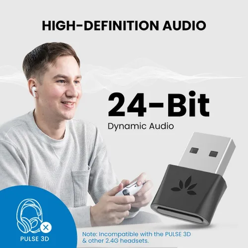 Vista 5 de Avantree DG80-Gaming - Adaptador Dongle USB Bluetooth 5.3 para PS5 y Consolas de Juegos, con aptX-Adaptive y Baja Latencia, Transmisor de Audio