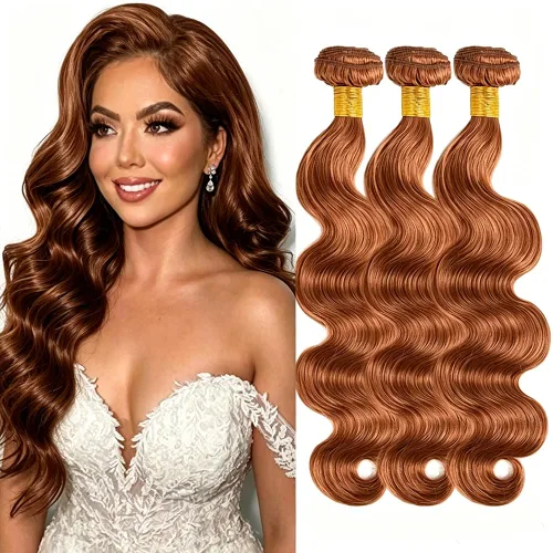 Vista 209 de P4613 Cabello humano rizado onda profunda marrón y paquetes mixtos 8 10 12 P4613 Ombre Marrón-Rubio-DP
