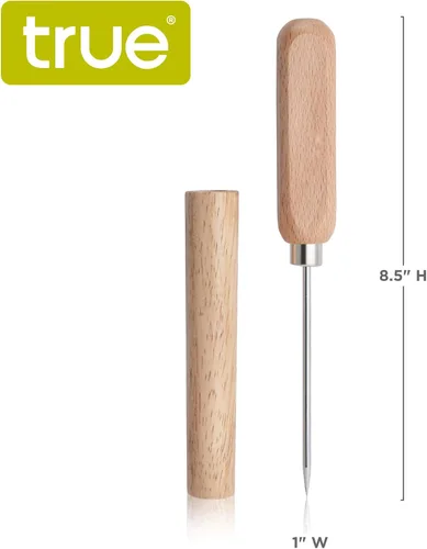 Vista 3 de True Spike - Herramienta de acero inoxidable con tapa y mango de madera para cócteles, restaurantes, bares, camping, accesorios de bar en casa, 8.5