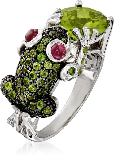 Vista 3 de Ross-Simons 4.60 ct. t.w. Multi-Gemstone Frog Ring in Sterling Silver