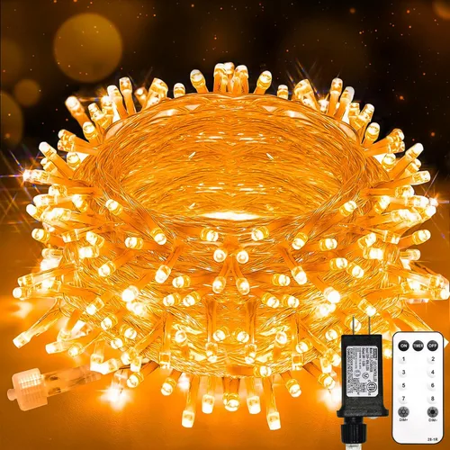 Vista 21 de suddus - Guirnalda 100 luces led conectable, control remoto, enchufe, impermeable, regulable, cable transparente, exterior, otoño, Halloween, Acción