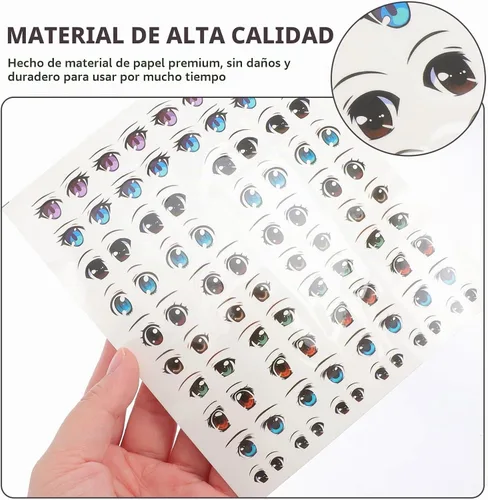 Vista 7 de EXCEART Calcomanías de ojos de muñeca y calcomanías de agua para cejas, 8 hojas de estilo mixto, calcomanías de maquillaje para muñecas