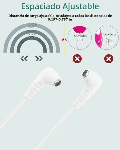 Vista 4 de Cable de carga magnético rápido para Rose y la mayoría de los masajeadores magnéticos, cable de carga CC con conector de 2 imanes