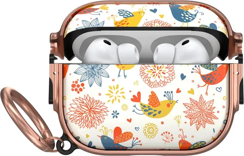 Vista 64 de Funda para AirPods Pro 2/1 con bloqueo de seguridad, compatible con Magsafe Negro + Blanco