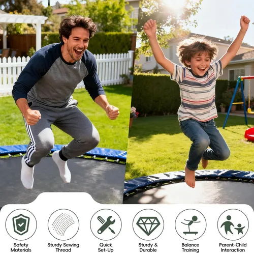 Vista 5 de Alfombrilla de repuesto para cama elástica, alfombrilla de 12.6 pies de diámetro con 72 anillos, se adapta a trampolines de 14 pies y resorte de 5.3
