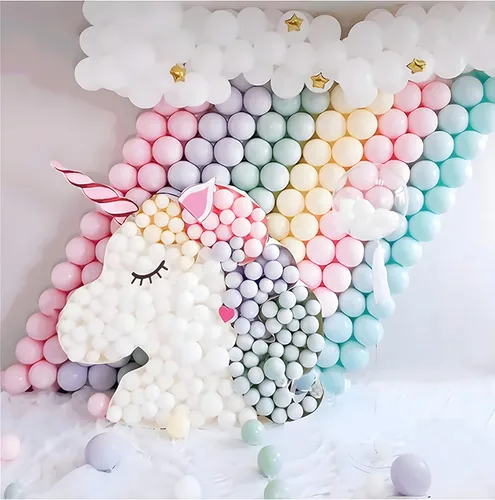 Vista 5 de Globos pastel de 10 pulgadas, 100 unidades de globos de color arcoíris de color caramelo de macarrón para bodas, cumpleaños, baby shower