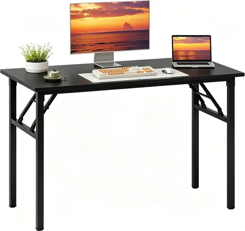 Vista 15 de Need - Escritorio plegable de 31 1/2" sin ensamblaje, mesa pequeña para computadora, escritorio robusto y resistente para espacios pequeños, marco