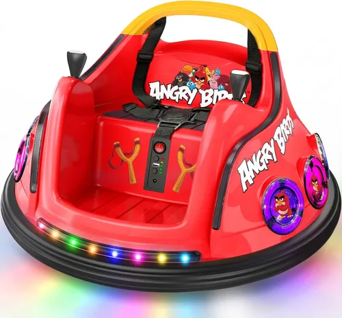 Vista 9 de ANPABO Coches chocones de 12V para niños pequeños con giros de 360°, control remoto, luces arcoíris y Bluetooth, 3 velocidades, coche chocón