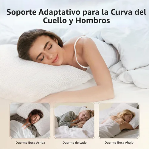 Vista 4 de ALPHA HOME Almohadas tamaño King - Espuma viscoelástica triturada ajustable