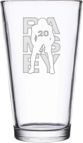 Vista 32 de Hat Shark Jugador atlético deportivo de fútbol – Vasos de pinta grabados con láser para cerveza, jarra de 16 onzas (Allen #17)
