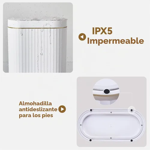 Vista 7 de ELPHECO Basurero de baño con tapa de 2.5 galones impermeable con sensor de movimiento, papelera automática para decoración de baño para dormitorio