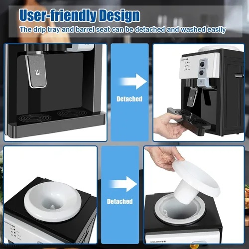 Vista 6 de Dispensador de enfriador de agua de encimera de carga superior, dispensador de agua fría y caliente para botellas de agua de 1.1 a 4.9 galones