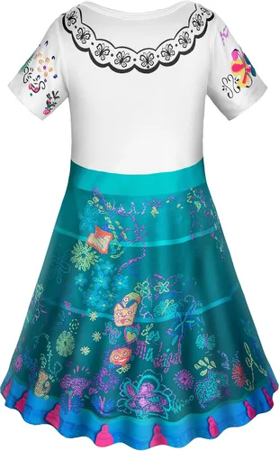 Vista 2 de Uhdear Disfraz de princesa de Encanto Mirabel Isabella para niñas, disfraz de Halloween, cosplay con bolsa