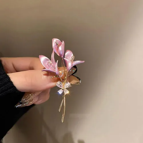 Vista 5 de Seakuur Broche floral elegante con forma de rosa roja para mujer, accesorio para el día de la madre