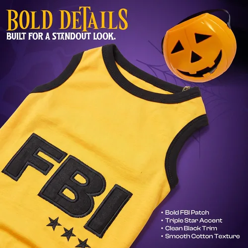 Vista 4 de Camiseta para Perro Parisian Pet - Camiseta Bordada FBI - 100% Algodón, Ropa Transpirable para Perros - Chaleco para Mascotas Sin Mangas - Camisas