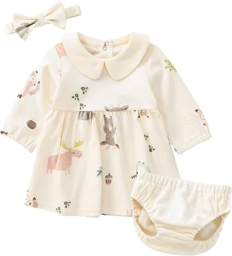 Vista 14 de pureborn Conjunto de vestido para niñas de 0 a 24 meses Estampados Florales Allover