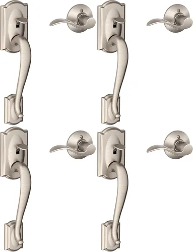 Vista 25 de SCHLAGE FE285 622 Acc CAM LH Juego de Manijas Mitad Inferior, Moldura Interior Camelot, Negro Mate