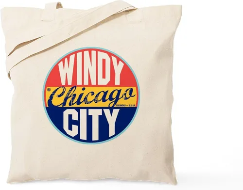 Vista 10 de CafePress Bolsa de compras de lona beige natural reutilizable con bandera de Chicago