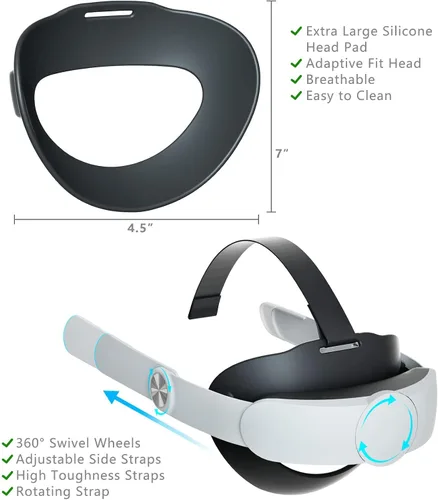 Vista 5 de Aolukytech Head Strap for OculusMeta Quest 2, Replacement Elite Strap for Enhanced Support and Comfort Compatible with Oculus Quest 2, Pressure