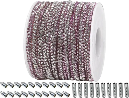 Vista 8 de Cuerda de purpurina con strass de 6 yardas, 0.17" de ancho, cordones brillantes para zapatos, ideal para hacer joyería DIY