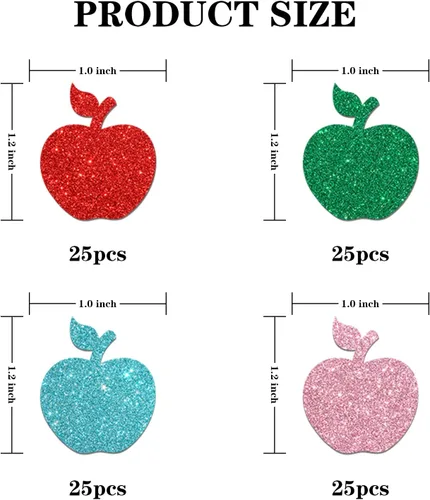 Vista 8 de Confeti colorido de manzana de frutas, cumpleaños, decoración de mesa de manzana con temática de frutas, 100