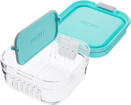 Vista 12 de PackIt Mod Snack Bento Recipiente de almacenamiento de alimentos, verde menta (paquete de 2)