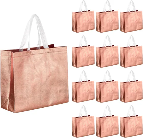 Vista 10 de MECCANIXITY 60 bolsas de regalo reutilizables, bolsa de compras brillante con asas para fiestas de cumpleaños, bodas, Navidad
