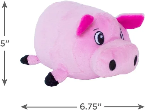 Vista 3 de Outward Hound Fattiez - Juguete de peluche para perro con cerdo chillón, pequeño Engaging Squeak Sounds, Soft Plush & Round Shape, Easy Carry